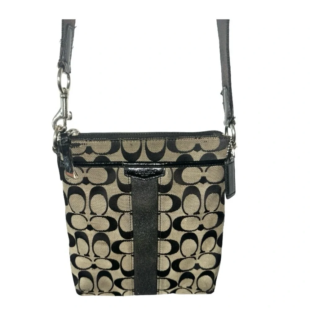 Coach Canvas CC Small Crossbody Bag Handbag Black Tan Adjustable Y2K Needs TLC